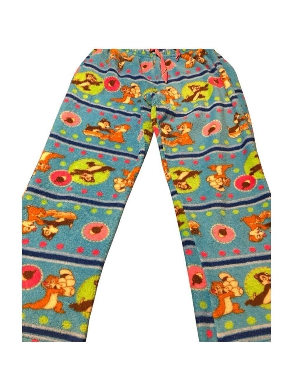 Disney Chip 'n Dale Blue Pink Fleece Pajama Bottoms Size M